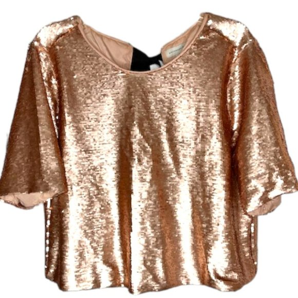 Peyton & Parker Cropped Sequined Cropped Top - Rose Gold - L - Picture 3 of 10